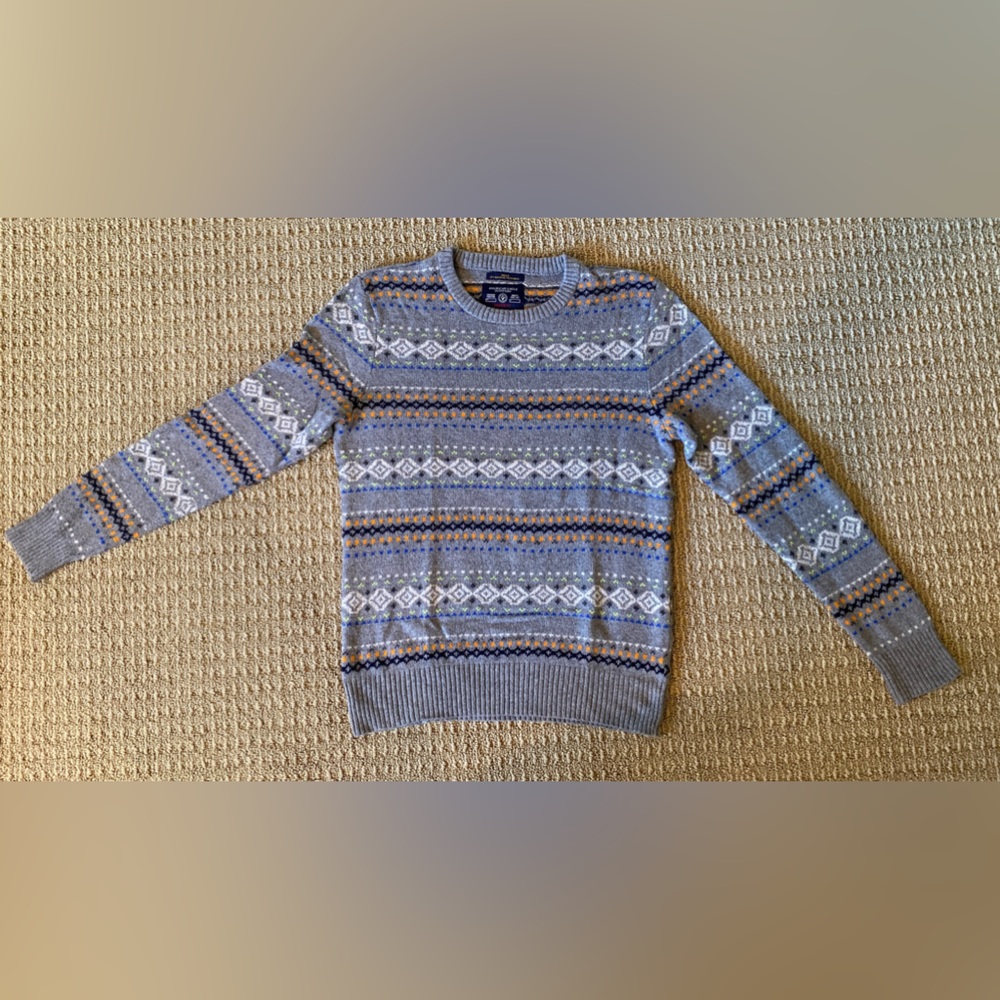American Eagle Patterned Gray Striped Sweater - M - image 2